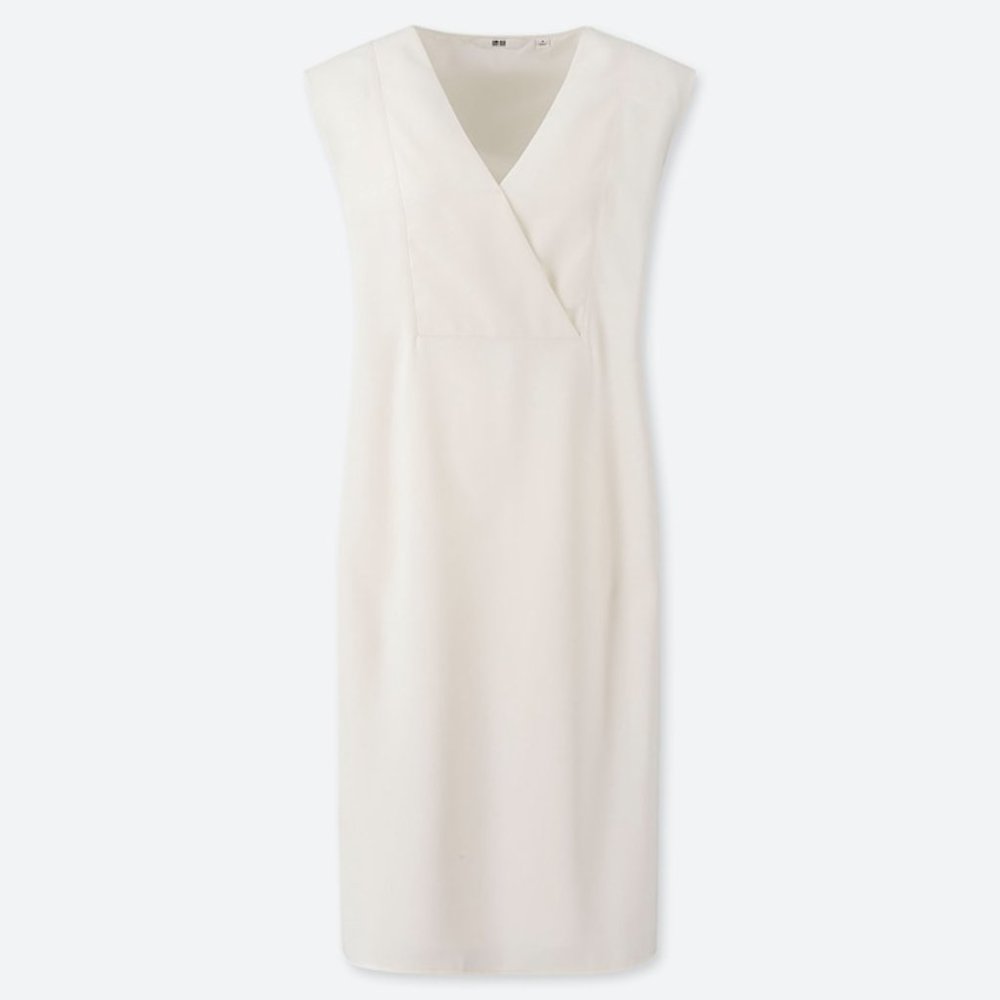 Uniqlo NWT Large Drape Sleeveless Dress Off White